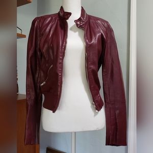 Divided by H&M Faux/Vegan Leather Motorcycle Jacket, Size M, red